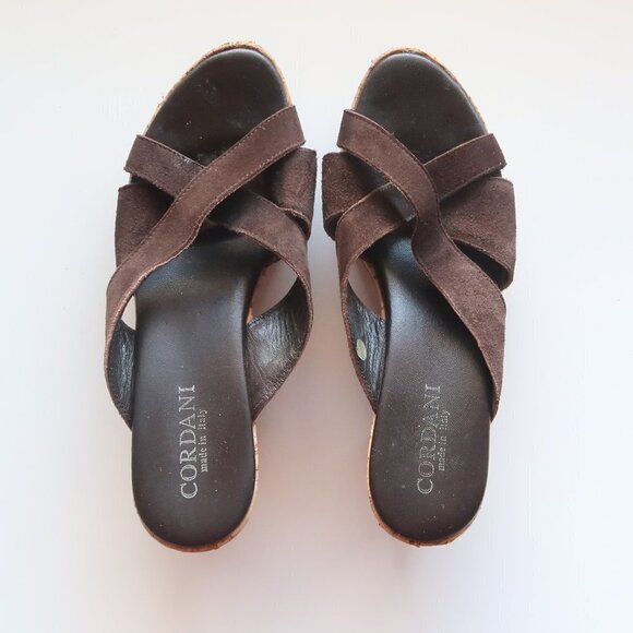 Cordani Brown Suede Slip On Cork Platform Mules / Clogs Heels / Sandals / Shoes - Picture 4 of 16